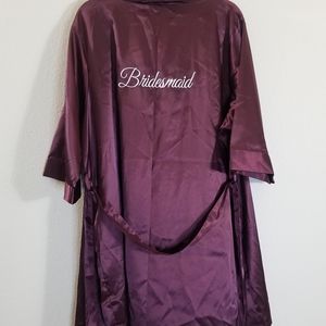 David's bridal Bridesmaid wine burgundy satin robe